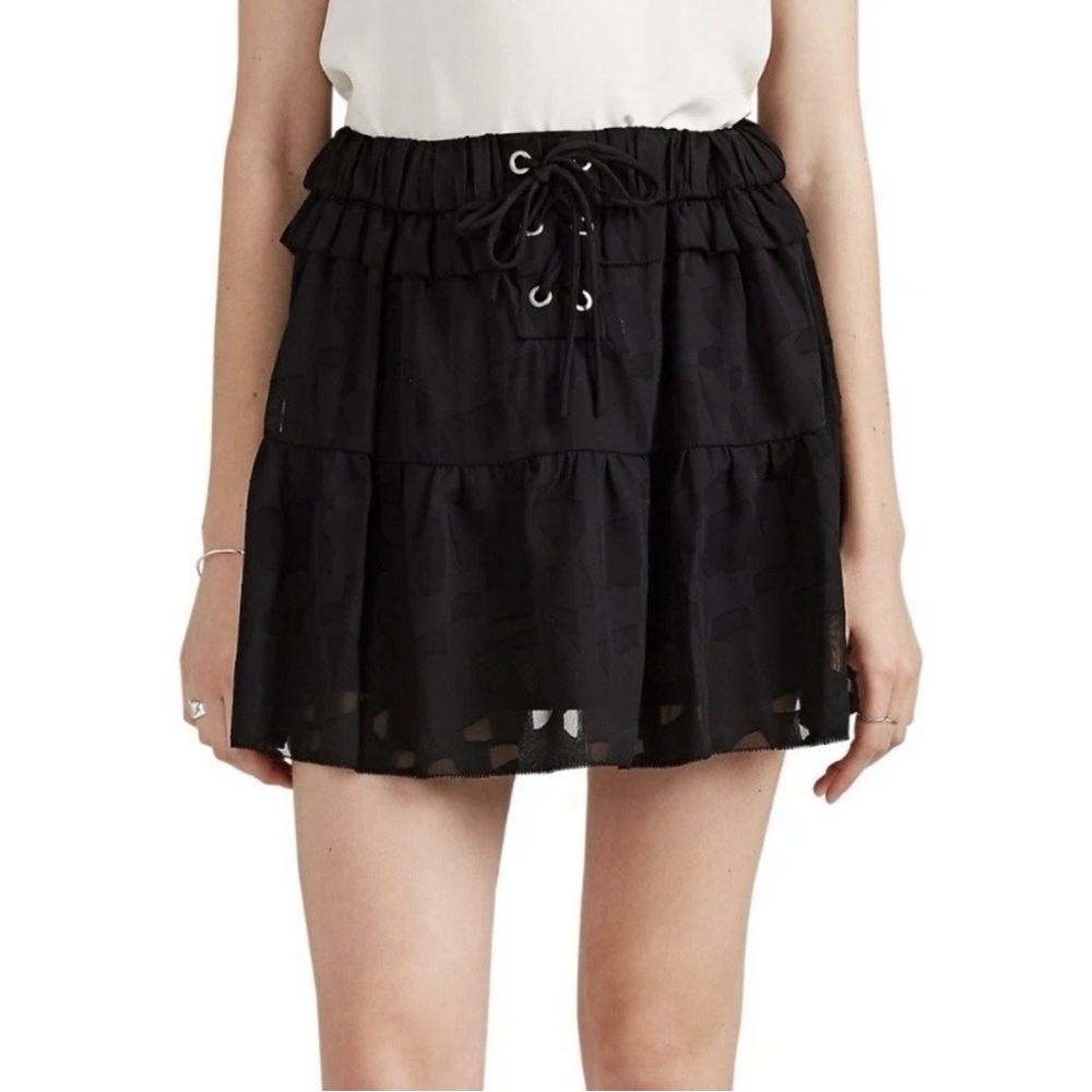 IRO Carmel Black Chiffon Tiered Mini Skirt - Picture 2 of 10